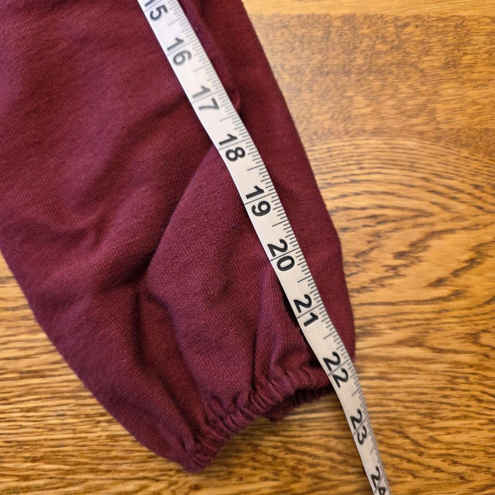 Kirious Crop Top Burgundy Long Sleeve Square‎ Neck Lace Up Smocked Boho Coquette - Picture 5 of 10